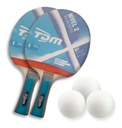Set 2 Paletas Ping Pong Tdm Nivel2 + 3 Pelotas + Red Soporte